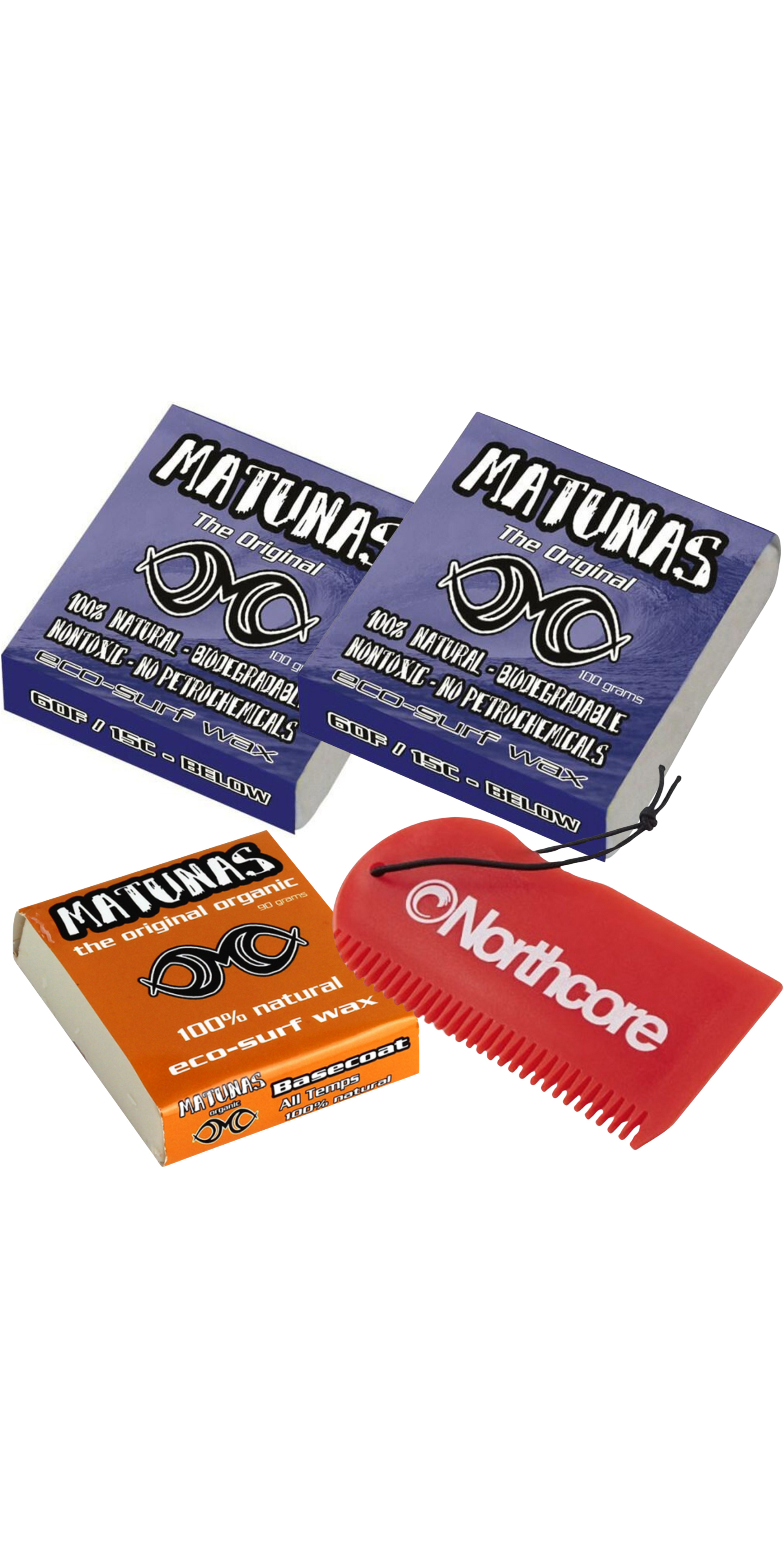 2025 Northcore Eco-Wax Cold Water Wax, Base Coat & Comb Bundle MT2 - Blue / Red